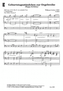 Geburtstagsständchen zur Orgelweihe von Wolfgang Lindner im Alle Noten Shop kaufen