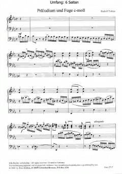 Präludium und Fuge c-moll (Orgel) von Rudolf Tobias im Alle Noten Shop kaufen