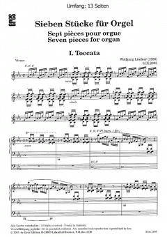 Sieben Stücke (Orgel) von Wolfgang Lindner im Alle Noten Shop kaufen
