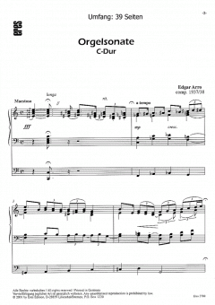 Orgelsonate C-Dur von Edgar Arro im Alle Noten Shop kaufen