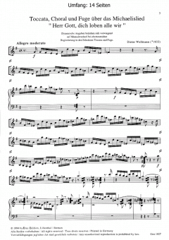 Toccata, Choral und Fuge (Orgel) von Dieter Wellmann im Alle Noten Shop kaufen