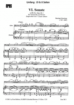 Sonate VI (op.38,3) von Bernhard Romberg 
