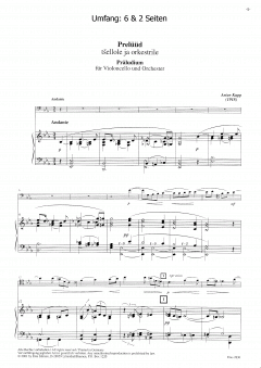 Präludium (Violoncello und Orchester) von Artur Kapp im Alle Noten Shop kaufen