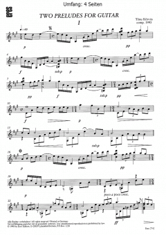 Two Preludes (Gitarre) von Toenu Koervits 
