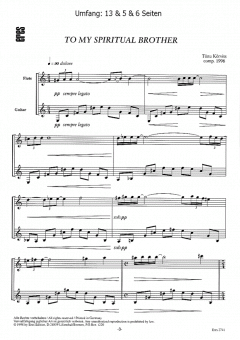To My Spiritual Brother (Flöte, Gitarre) von Toenu Koervits im Alle Noten Shop kaufen