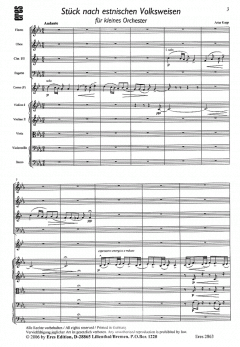 Stück nach estnischen Volksweisen (Partitur) von Artur Kapp 