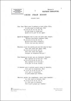 Chez Jean Nicot Choeur (Maurice Emmanuel) 