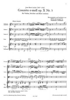 Konzert e-Moll op. 10/5 für Violine, Streicher und Bc (Jean-Marie LeClair) 