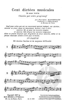 100 Dictées Musicales à une voix Vol. I (Georges Dandelot) 