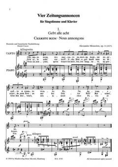 4 Zeitungsannoncen op. 21 von Alexandr Wassiljevich Mossolow 