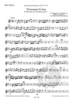 Triosonate G-Dur von Johann Joachim Quantz für Flöte, Oboe d'amore (Oboe) und B.c. im Alle Noten Shop kaufen
