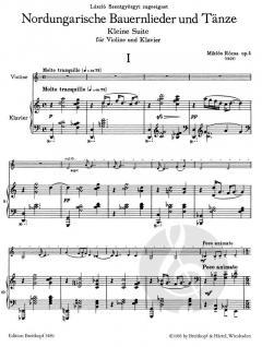 Nordungarische Bauernlieder und Tänze op. 5 von Miklos Rozsa 
