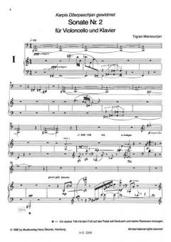 Sonate Nr. 2 von Tigran Mansurjan für Violoncello und Klavier im Alle Noten Shop kaufen (Partitur)