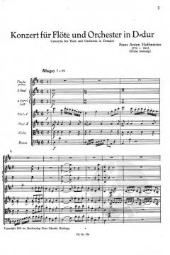 Konzert D-Dur von Franz Anton Hoffmeister für Flöte und Orchester im Alle Noten Shop kaufen (Partitur)