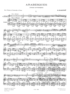 Sept Arabesques pour Violon Ou Violoncelle et Piano von Bohuslav Martinu 