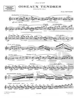 Oiseaux Tendres pour Flute Solo von Jean Rivier 