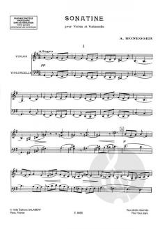 Sonatine pour Violon et Violoncelle von Arthur Honegger 