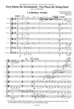 Präludium und Scherzo op. 11 von Dmitri Schostakowitsch für Streichoktett im Alle Noten Shop kaufen (Partitur)