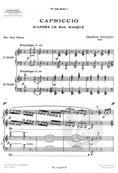 Capriccio d'apres Le Bal Masque von Francis Poulenc für 2 Klaviere im Alle Noten Shop kaufen