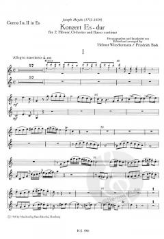 Konzert Es-Dur von Joseph Haydn für 2 Hörner und Orchester und B.c.
