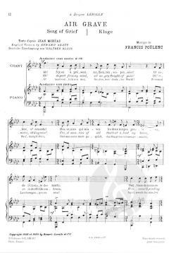 Airs Chantes pour Soprano et Piano von Francis Poulenc 
