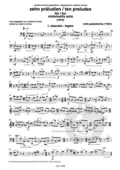 10 Präludien / Chanson contre raison von Sofia Gubaidulina für Violoncello im Alle Noten Shop kaufen