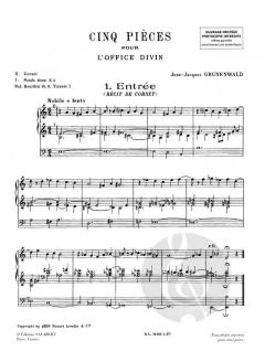 5 Pieces pour L'office Divin von Grunenwald 