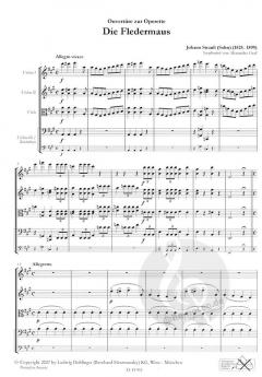 Die Fledermaus-Ouvertüre von Johann Strauss (Sohn) für 2 Violinen, Viola, Violoncello/Kontrabass im Alle Noten Shop kaufen