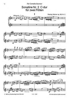 3 Sonatinen op. 98 von Stanley Weiner für 2 Flöten im Alle Noten Shop kaufen