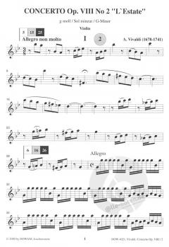 Konzert g-moll (Der Sommer) von Antonio Vivaldi für Violine, Streicher und Basso continuo op. 8 Nr. 2, RV 315 (aus: Die vier Jahreszeiten) im Alle Noten Shop kaufen