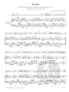 Sonate für Altblockflöte und Basso continuo op. 1 Nr. 3 in G-Dur (Jean Baptiste Loeillet 'de Gant) 