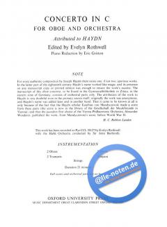 Concerto For Oboe And Orchestra von Joseph Haydn für Oboe und Klavier im Alle Noten Shop kaufen