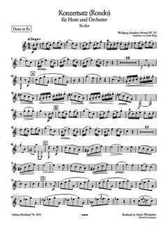 Konzert-Rondo Es-dur KV 371 von Wolfgang Amadeus Mozart für Horn und Klavier