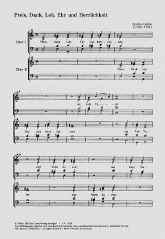 Preis, Dank, Lob, Ehr (Jacob Gallus) 