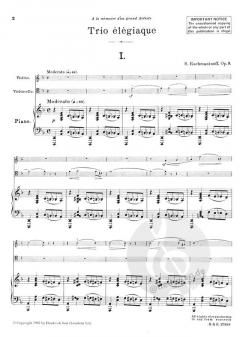 Trio élégiaque op. 9 - Revised version 1907 (Sergei Rachmaninow) 