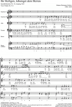 Ihr Heiligen, lobsinget dem Herren op. 16 (Johann Hermann Schein) 