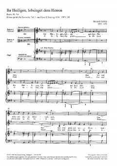 Ihr Heiligen, lobsinget SWV288 von Heinrich Schütz 