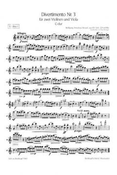 Divertimento Nr. 3 C-dur KV Anh. 229 von Wolfgang Amadeus Mozart 