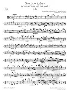 Divertimento Nr. 4 B-Dur von Wolfgang Amadeus Mozart 