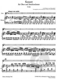 Oboenkonzert G-dur von Carl Ditters von Dittersdorf im Alle Noten Shop kaufen