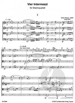 Vier Intermezzi für Streichquartett von Ulrich Stranz im Alle Noten Shop kaufen (Partitur)