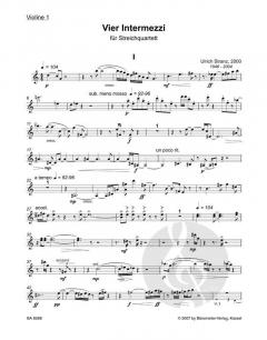 Vier Intermezzi für Streichquartett von Ulrich Stranz im Alle Noten Shop kaufen (Stimmensatz)