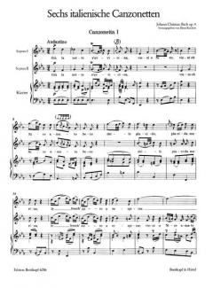 6 italienische Canzonetten op. 4 von Johann Christian Bach 