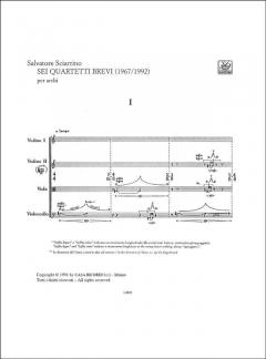 Sei Quartetti Brevi Per Archi Partitura von Salvatore Sciarrino 