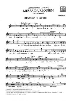 Messa Da Requiem a 3 Voci Maschili Con Organo O Arm. (L. Perosi) 