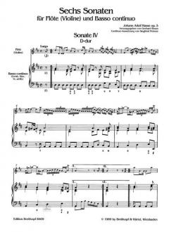 6 Sonaten op. 5 Heft 2 von Johann Adolf Hasse 