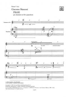 Frase Per Clarinetto In Si Bemol e Pianoforte von G. Manzoni 