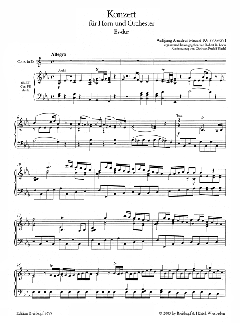 Hornkonzert Es-dur KV 370b + KV 371 von Wolfgang Amadeus Mozart für Horn und Klavier