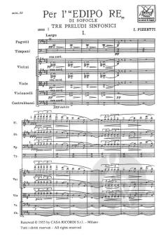 3 Preludi Sinfonici per 'L'Edipo Re' Di Sofocle von Ildebrando Pizzetti 