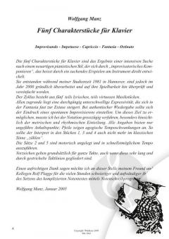 Fünf Charakterstücke für Klavier von Wolfgang Manz im Alle Noten Shop kaufen